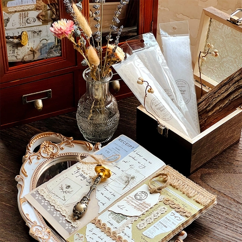 Vintage Katoen Linnen Kant Sticker Set Retro Stof Decoratieve Materialen Voor Scrapbooking DIY Journaling Kunstnijverheid Accessoire