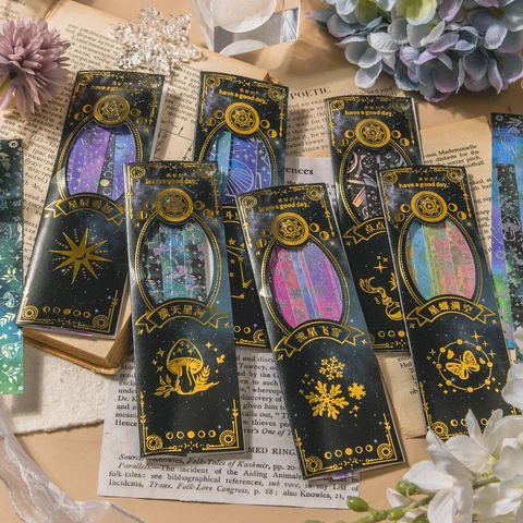 Vintage Starry Sky Washi Stickers Set Celestial Galaxy Butterfly Decorative Decals For DIY Scrapbooking Journaling Planner Stationery