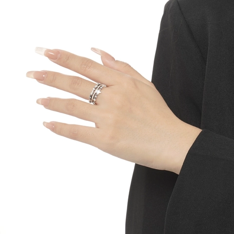 Vintage 925 Sterlingsilber Stern Offener Ring Für Damen Distressed Street Style Verstellbarer Ring Mit Schwarzem Zirkonia