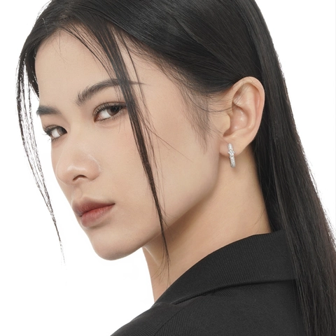 Luxury 925 Sterling Silver Square Zirconia Huggie Earrings Sparkling Pave Full Zirconia U-Shaped Hoop Earrings Jewelry Gift