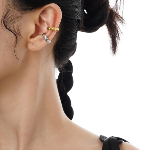Ear Cuff Geométrico Minimalista de Plata de Ley S925 para Mujeres Hombres Sin Perforación Pendientes de Clip con Strass Joyería