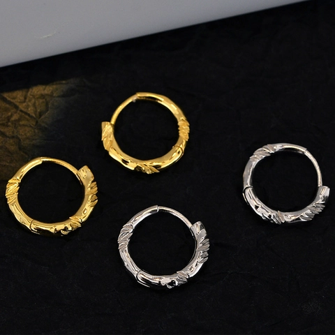 Orecchini a Cerchio Minimalisti in Argento Sterling 925 per Donna Texture Increspata Unica Gioielli per Orecchie Oro Argento Galvanizzati Orecchino Singolo