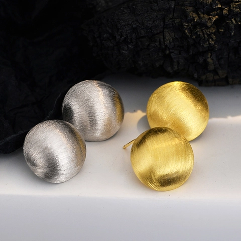 S925 Sterling Silber Gebürstete Kugel Ohrstecker Persönlichkeit Minimalistisch Geometrisch Klein Rund Ohr Schmuck Damen