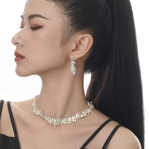 925 Sterling Silver Leaf Tassel Stud Earrings For Women Ethnic Style Swaying Leaf Design Fashion Jewelry Accessories