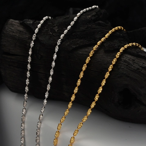 Collana con Pendente in Argento Sterling S925 Minimalista con Perline Texturizzate per Donna Catena Lunga Regolabile Gioielli Oro Argento
