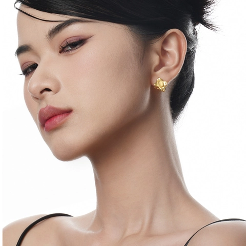 Pendientes Huggie de Plata de Ley S925 Con Trébol de Ágata para Mujer Hebilla de Oreja de Flor Irregular Joyería Fina Exquisita
