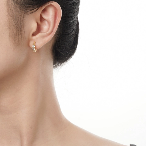 Pendientes de Aro de Plata de Ley S925 con Textura Irregular para Mujer Pendientes Huggie de Strass Incrustados