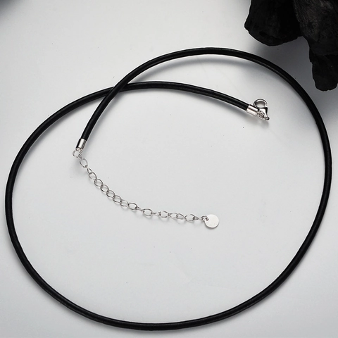Collar Gargantilla Minimalista de Plata de Ley 925 con Cordón de Cuero para Mujer Hombre Hecho a Mano Colgante de Strass Perla Hueca