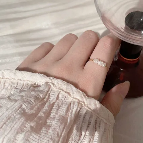 Minimalistische Roestvrij Stalen Zoetwaterparel Ring Voor Dames Heren Goud Zilver Verguld Lineaire Parel Vingerring Mode Sieraden Cadeau