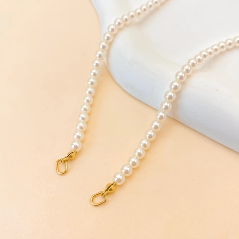 Collar Minimalista de Acero Inoxidable con Perlas Artificiales para Mujer Elegante Collar de Cadena con Cuentas Redondas Ajustable