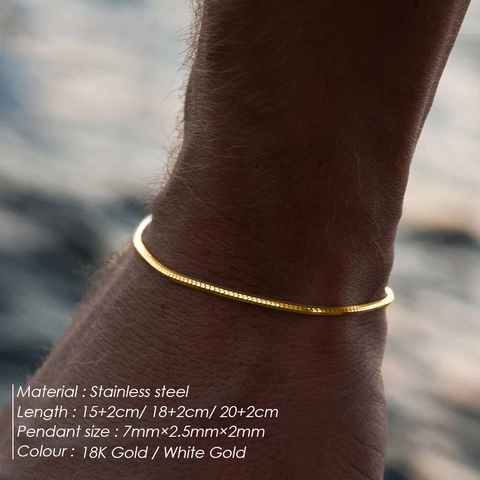Pulsera de Hueso de Serpiente de Acero Inoxidable para Hombre Minimalista Cadena Octogonal Galvanizada Joyería de Moda Ajustable
