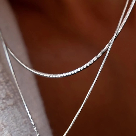 Collar de Cadena de Serpiente Minimalista de Acero Inoxidable para Hombre Joyería Geométrica Chapada en Oro de 18K Plata Regalo