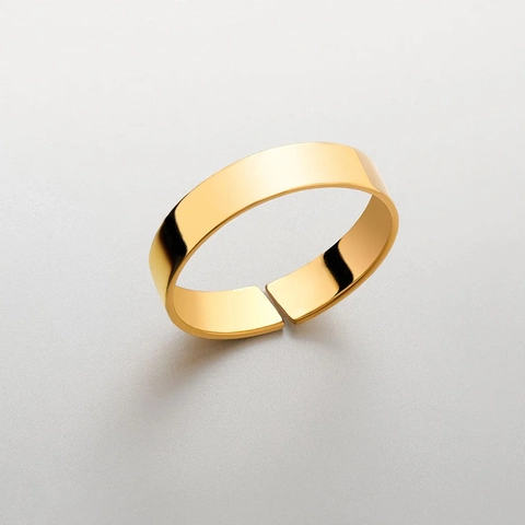 Minimalistisch Titanstahl Einfaches Band Offener Ring Für Damen Herren 18K Vergoldet Einstellbar Geometrisch Spiegelpoliert Fingerring