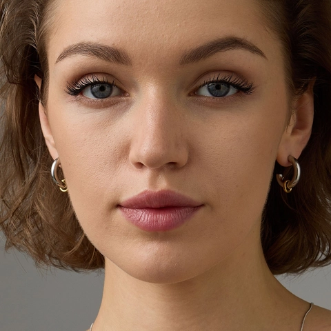 Minimalist Stainless Steel Two Tone C Shape Hoop Earrings For Women Gold Silver Plated Geometric Statement Jewelry