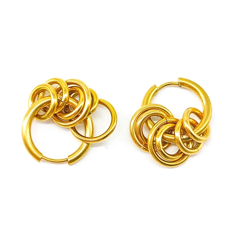 Orecchini a Cerchio Multistrato in Acciaio al Titanio Inossidabile per Donna Oro Cerchio Geometrico Pendenti Personalizzati Gioielli