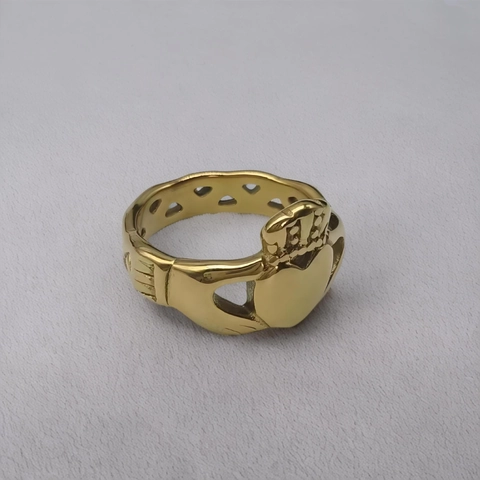 Anello Claddagh in Acciaio Inossidabile Cuore Corona Mani Fascia per Uomo Donna Vintage Cuore Cavo Irlandese Amore Amicizia Gioielli Anello Regalo