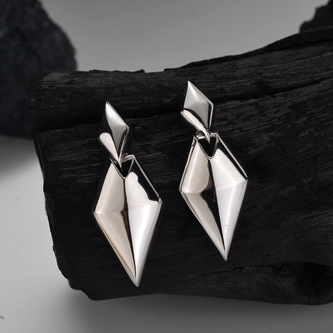 S925 Sterlingsilber Doppel Rhombus Geometrische Ohrhänger Für Damen Minimalistische Spiegelpolierte Moderne Mode Schmuck Geschenk