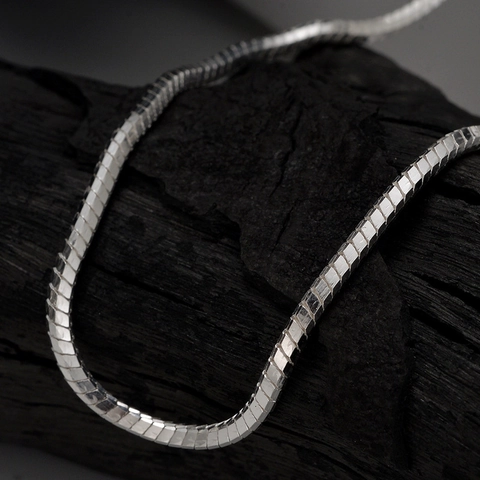 Collar de Cadena de Hueso de Serpiente Octogonal de Plata de Ley S925 para Mujer Joyería Moderna Pulida Espejo