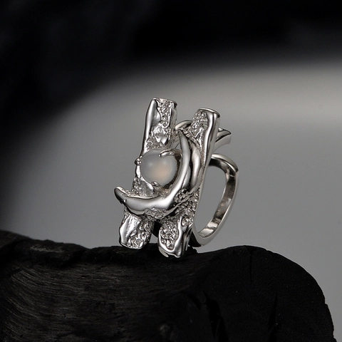 925 Sterlingsilber Mond Ohrklemme Unregelmäßig Liquid Metal Stil Achat Eingelegt Ohne Piercing Clip Ohrringe Für Damen Schmuck