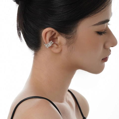 925 Sterlingsilber Mond Ohrklemme Unregelmäßig Liquid Metal Stil Achat Eingelegt Ohne Piercing Clip Ohrringe Für Damen Schmuck