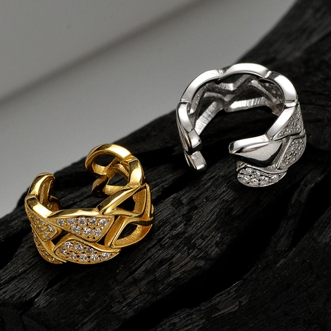 S925 Argento Sterling Geometrico Cavo Incrocio Ear Cuff per Donna Senza Piercing Strass Orecchini Non Forati Gioielli di Moda