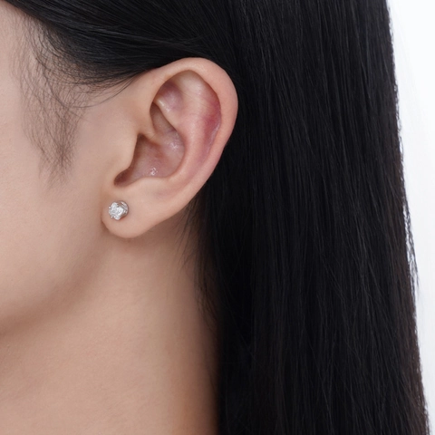 Boucles d'Oreilles Clous en Argent Sterling 925 Avec Zirconia pour Femmes Coupe Cushion Minimaliste Carré Strass Bijoux d'Oreille