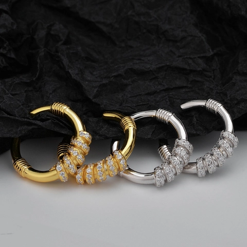 925 Sterling Silver Geometric Spiral Ear Cuff For Women No Piercing Rhinestone Inlaid Gold Silver Personalized Clip Earrings