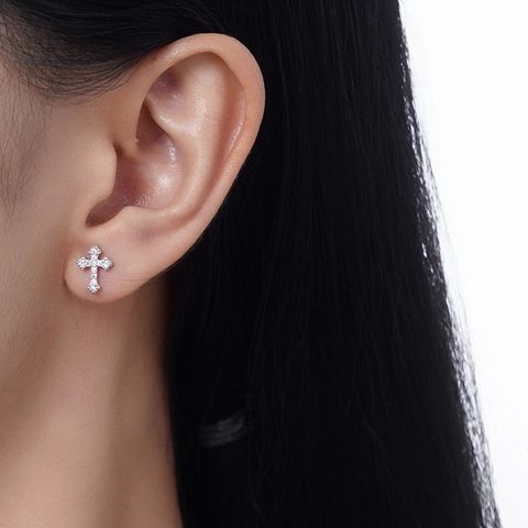 925 Sterlingsilber Kreuz Ohrstecker Für Damen Mit Strass Minimalistischer Schmuck Platin Vergoldete Ohrringe