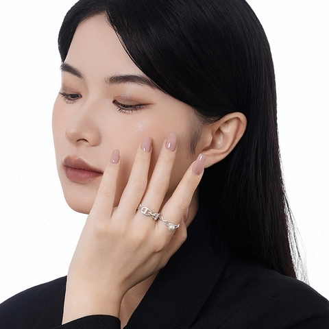 925 Sterlingsilber Offener Ring Für Damen Minimalistische Künstliche Perle Ankerkette Verstellbarer Mode Fingerschmuck Geschenk