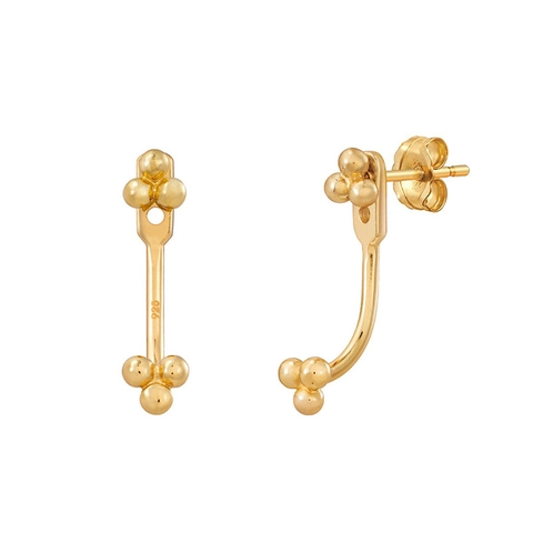 925 Sterlingsilber Ear Jacket Ohrringe Drei Ball Cluster Design Zwei Wege Tragen Minimalistische Geometrische Ohrstecker Damen