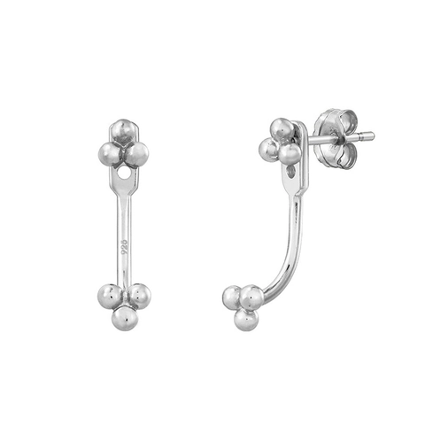 925 Sterlingsilber Ear Jacket Ohrringe Drei Ball Cluster Design Zwei Wege Tragen Minimalistische Geometrische Ohrstecker Damen