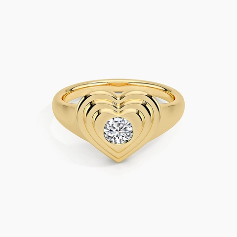 925 Sterlingsilber Herz Strass Ring Minimalistisch Gestuftes Wellendesign Gold Platin Beschichteter Ring Damen Schmuck