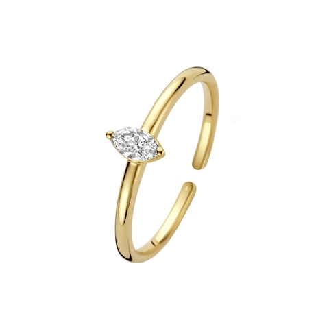 Minimalist Marquise Zirconia 925 Sterling Silver Open Ring Adjustable Elegant Finger Jewelry For Women Daily Accessory