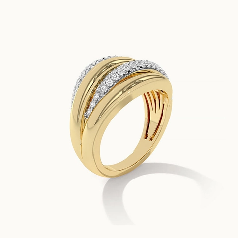 925 Sterling Silver Multi-Layer Twisted Ring Luxury 18K Gold Plated Zirconia Pave Band Ring For Women Fashion Jewelry Gift