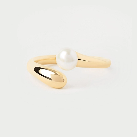 Anillo Abierto de Plata de Ley S925 para Mujer Ajustable Minimalista con Perla Artificial Anello de Lujo Ligero Joyería de Moda