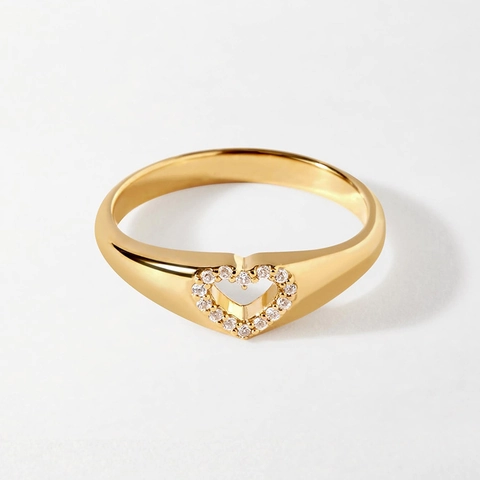 S925 Sterling Silber Hohl Herz Strass Ring Für Damen Minimalistisch Gold Silber Galvanisiert Eingelegt Personalisierte Schmuck