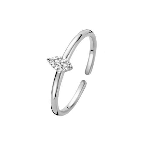 Anello Aperto in Argento Sterling 925 con Zirconia Marquise Minimalista Regolabile Gioielli Eleganti per Donna