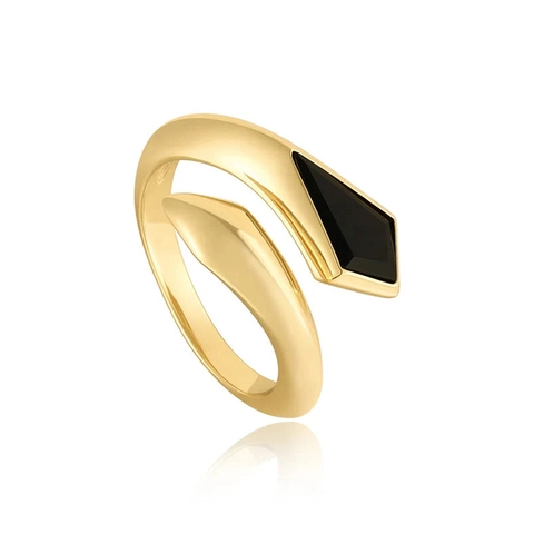S925 Sterling Silver Rhombus Open Ring For Women Adjustable Black Enamel Geometric Rhinestone Finger Ring Jewelry