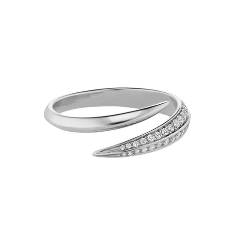 Luxury S925 Sterling Silver Wrap Ring For Women Modern Geometric Open Finger Ring Rhinestone Embellished Jewelry Gift