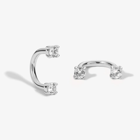 925 Sterling Silver Rhinestone U-Shaped Stud Earrings Minimalist Geometric C-Shaped Earrings For Women Men Jewelry Gift