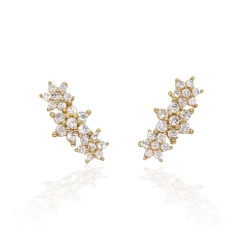 925 Sterling Silver Hexagram Star Stud Earrings For Women Pave Zirconia Sparkly Electroplated Fashion Jewelry Daily Gift