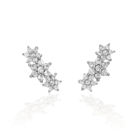 925 Sterling Silver Hexagram Star Stud Earrings For Women Pave Zirconia Sparkly Electroplated Fashion Jewelry Daily Gift