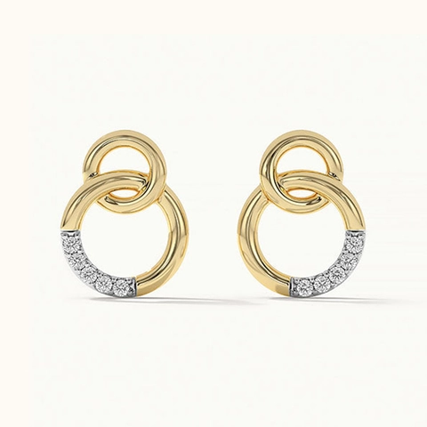 925 Sterling Silver Double Loop Stud Earrings For Women Luxurious Gold Silver Plated Geometric Rhinestone Inlaid Fashion Jewelry
