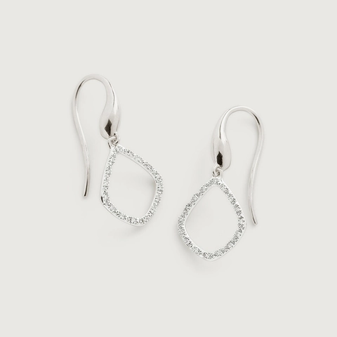 Pendientes de Gancho de Plata de Ley 925 Geométricos Huecos Cuadriláteros Con Diamantes de Imitación Pendientes Colgantes para Mujer Joyería Regalo