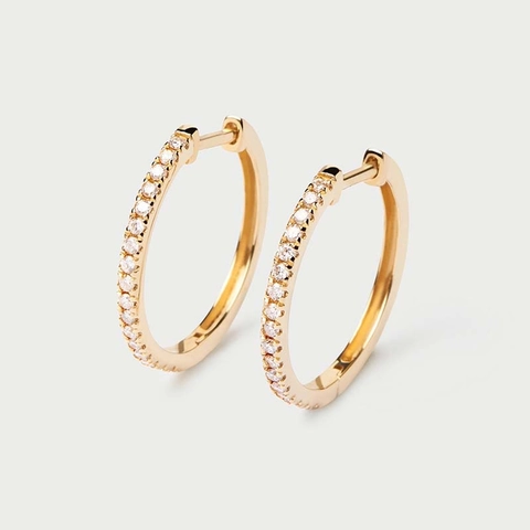 Orecchini a Cerchio in Argento Sterling 925 Con Strass per Donna Gioielli Placcati in Oro 18K Rotondi Geometrici Minimalisti