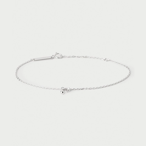 Minimalist 925 Sterling Silver Bracelet For Women Fine Chain Water Drop Pendant Rhinestone Inlaid Korean Style Fashion Jewelry