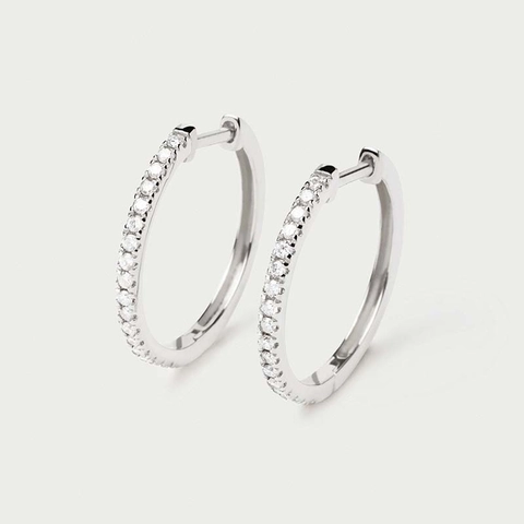 Orecchini a Cerchio in Argento Sterling 925 Con Strass per Donna Gioielli Placcati in Oro 18K Rotondi Geometrici Minimalisti