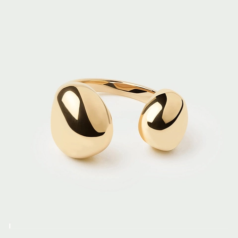925 Sterlingsilber Asymmetrisch Offener Ring Minimalistisch Verstellbar Doppelter Kieselstein Geometrisch Damen Schmuck