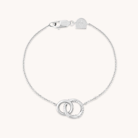 925 Sterlingsilber Armband Mit Doppelten Ineinandergreifenden Kreisen Strass Minimalistisch Verstellbare Kette Damenschmuck Geschenk