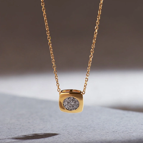 925 Sterling Silver Necklace For Women Square Geometric Rhinestone Pendant Gold Silver Plated Elegant Fashion Jewelry Gift